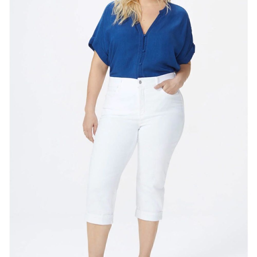 NWT NYDJ Marilyn Crop Fray Hem White Jeans Sz 16